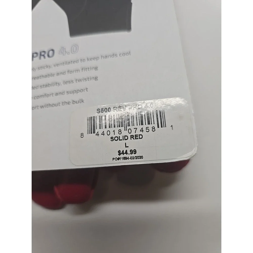 Cutters Adult Rev Pro 4.0 Extreme Grip Receiver Gloves‎ Solid Red Size Large